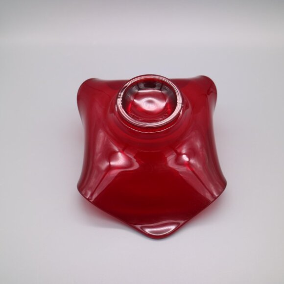 Vintage Mid Century Modern Viking Epic Ruby Red Art Glass Bowl With Rolled Edges - Picture 5 of 5